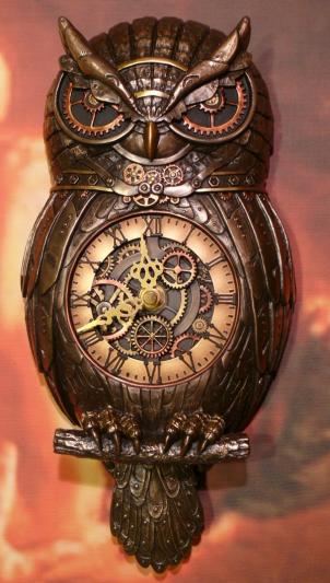 Sowa zegar ścienny Veronese Steampunk
