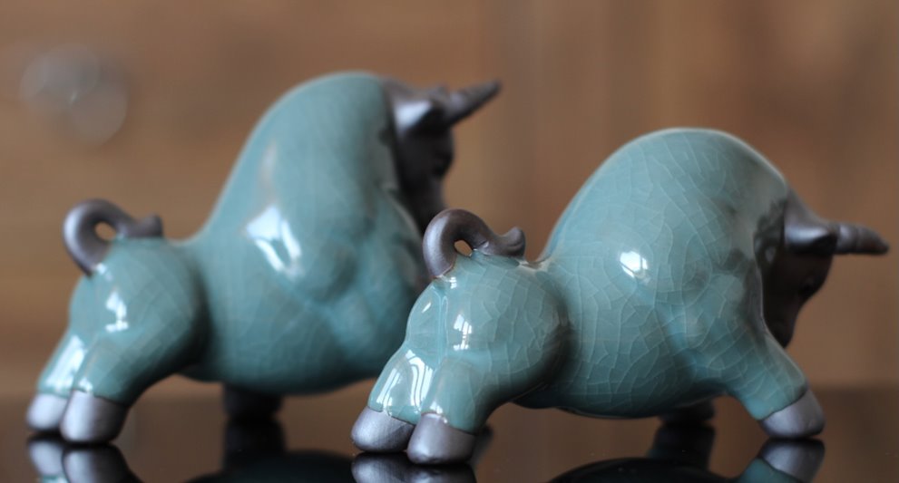 Byki dwa Ceramiczne Byczki na Prezent