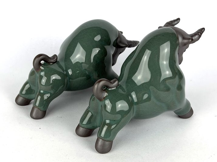 Byki dwa Ceramiczne Byczki na Prezent