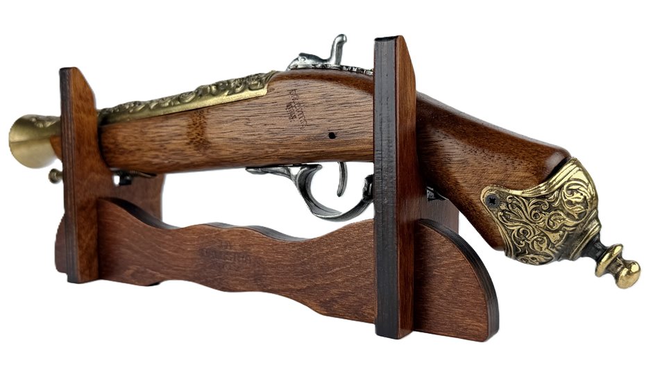 Pistolet Włoski Replika Na Stojaku Metal Drewno