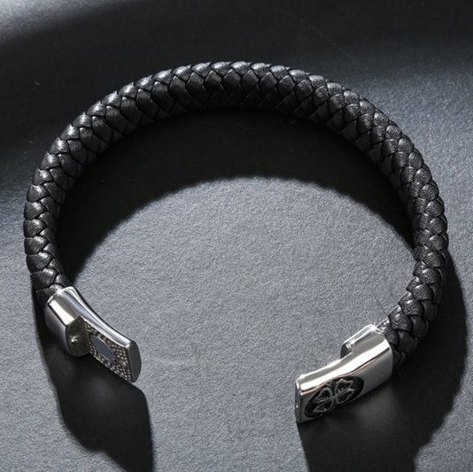 Bransoletka Męska Skórzana Koniczyna na Prezent