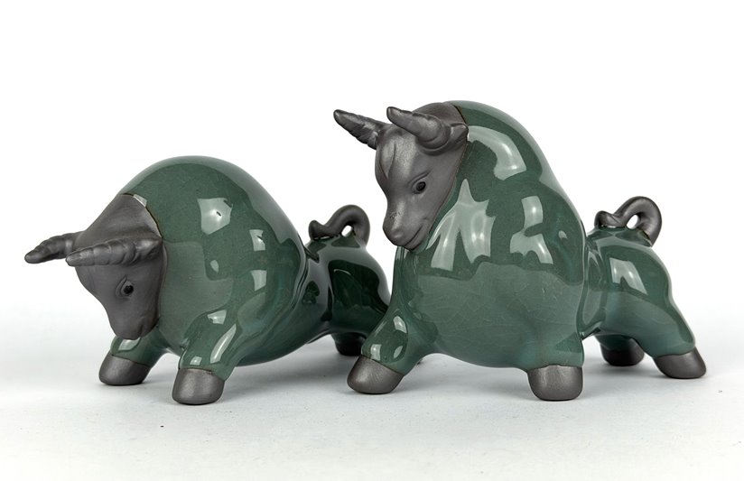 Byki dwa Ceramiczne Byczki na Prezent