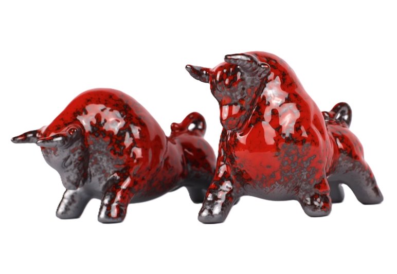 Byki dwa Czerwone Ceramiczne Byczki na Prezent