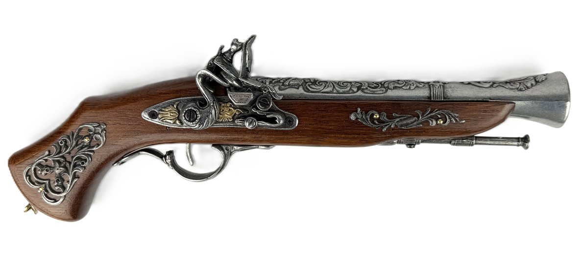 Pistolet Włoski Replika Na Stojaku Metal Drewno