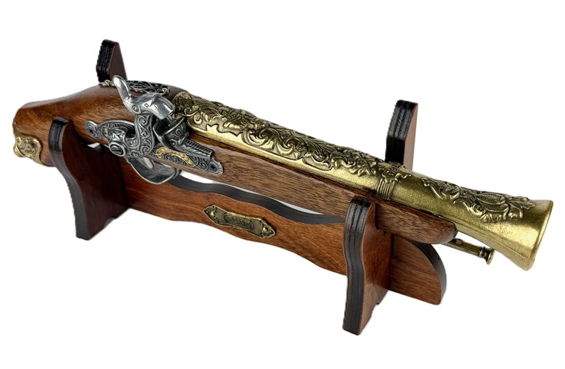 Pistolet Włoski Replika Na Stojaku Metal Drewno