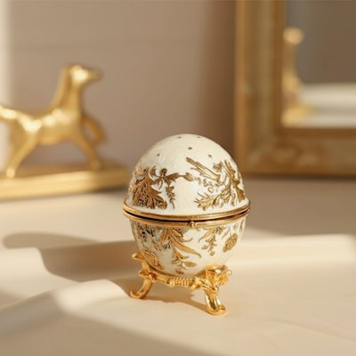 Szkatułka Jajo Jajko Faberge Metalowe Na Prezent