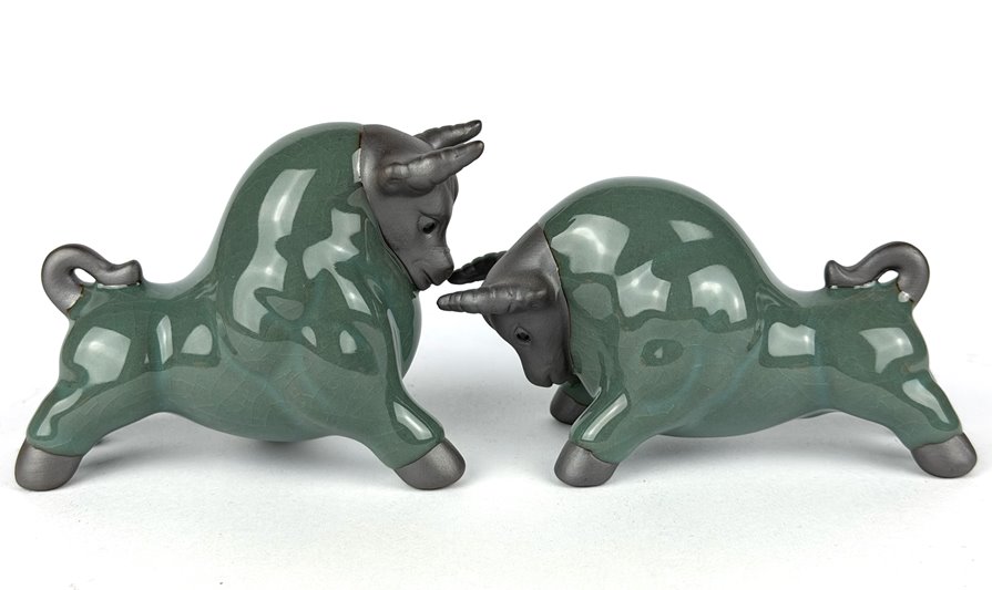 Byki dwa Ceramiczne Byczki na Prezent