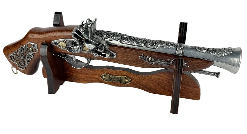 Pistolet Włoski Replika Na Stojaku Metal Drewno