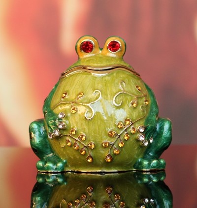 Szkatułka Żaba Żabka Faberge Figurka Metalowa