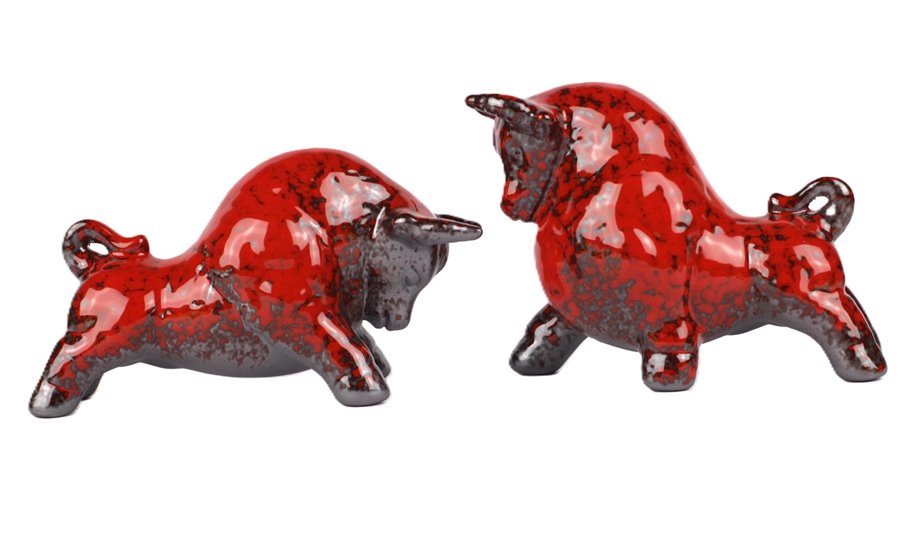 Byki dwa Czerwone Ceramiczne Byczki na Prezent