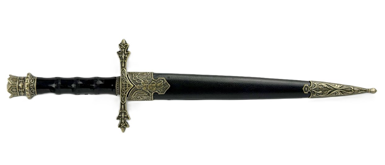 Sztylet Rycerski Z Pochwą Dekoracyjny Stalowy