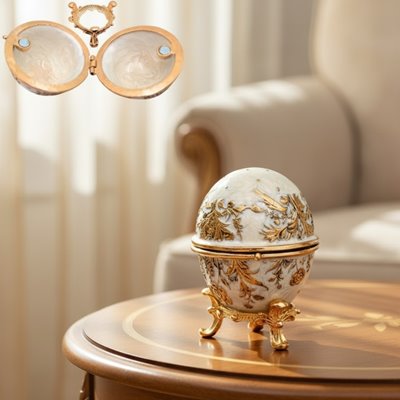 Szkatułka Jajo Jajko Faberge Metalowe Na Prezent