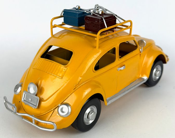 Metalowy model auto retro Garbus na Prezent Żółty