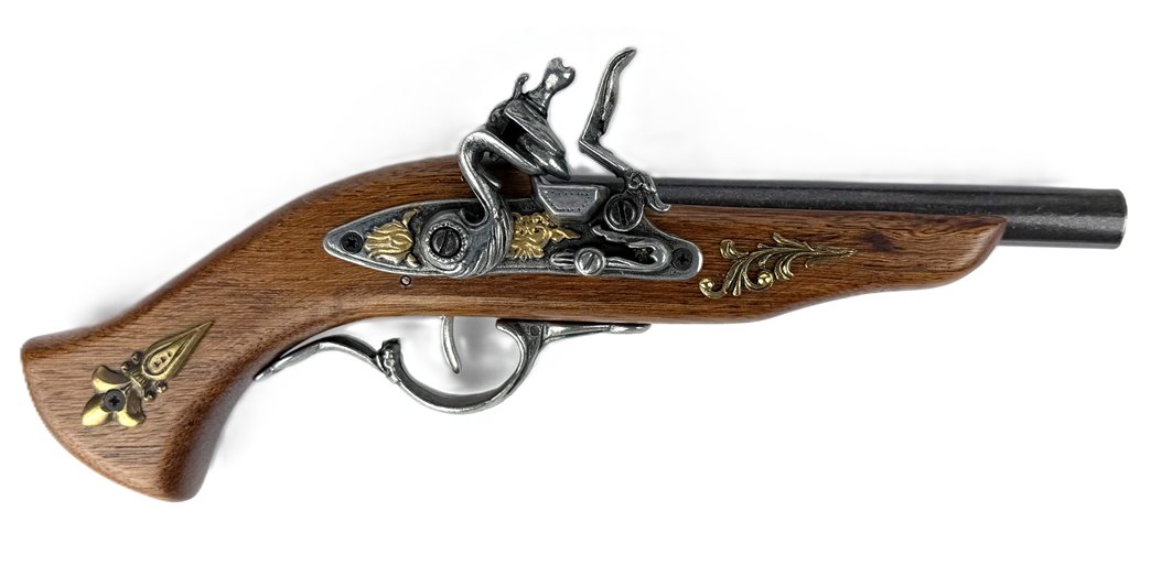 Pistolet Włoski Replika Na Stojaku Metal Drewno