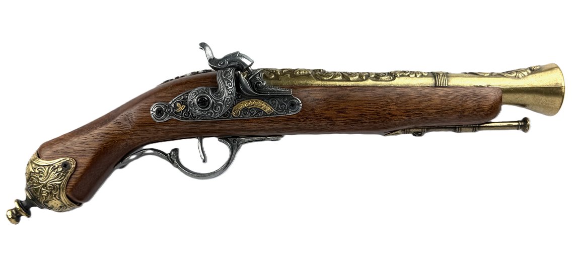 Pistolet Włoski Replika Na Stojaku Metal Drewno