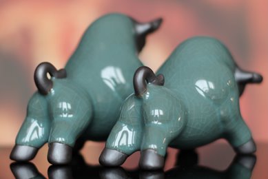 Byki dwa Ceramiczne Byczki na Prezent