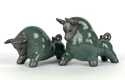 Byki dwa Ceramiczne Byczki na Prezent