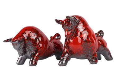 Byki dwa Czerwone Ceramiczne Byczki na Prezent