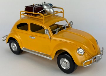 Metalowy model auto retro Garbus na Prezent Żółty