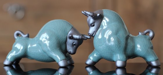 Byki dwa Ceramiczne Byczki na Prezent