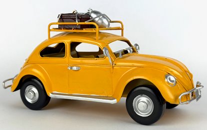 Metalowy model auto retro Garbus na Prezent Żółty