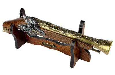 Pistolet Włoski Replika Na Stojaku Metal Drewno