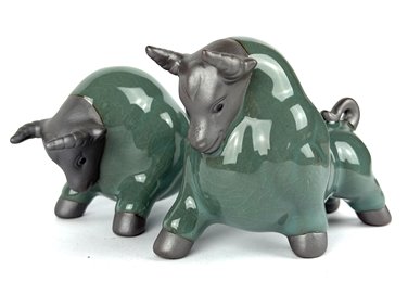 Byki dwa Ceramiczne Byczki na Prezent