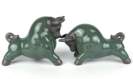 Byki dwa Ceramiczne Byczki na Prezent