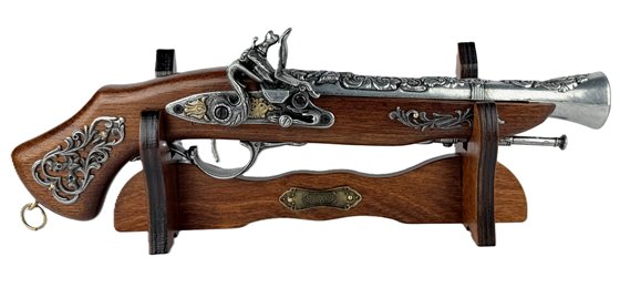 Pistolet Włoski Replika Na Stojaku Metal Drewno