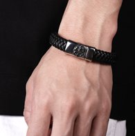 Bransoletka Męska Skórzana Koniczyna na Prezent