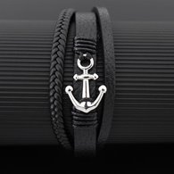 Bransoletka Męska Skórzana Kotwica na Prezent