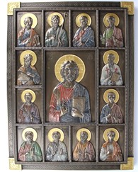 Jezus Dwunastu Apostołów Ikona Obraz Płaskorzeźba
