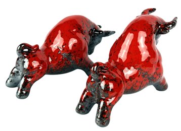 Byki dwa Czerwone Ceramiczne Byczki na Prezent